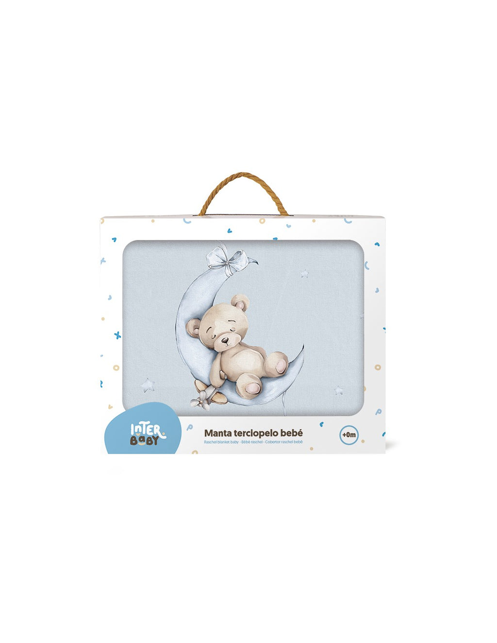 Manta bebé Interbaby Osito Luna Estrellas Azul 110x140 cm