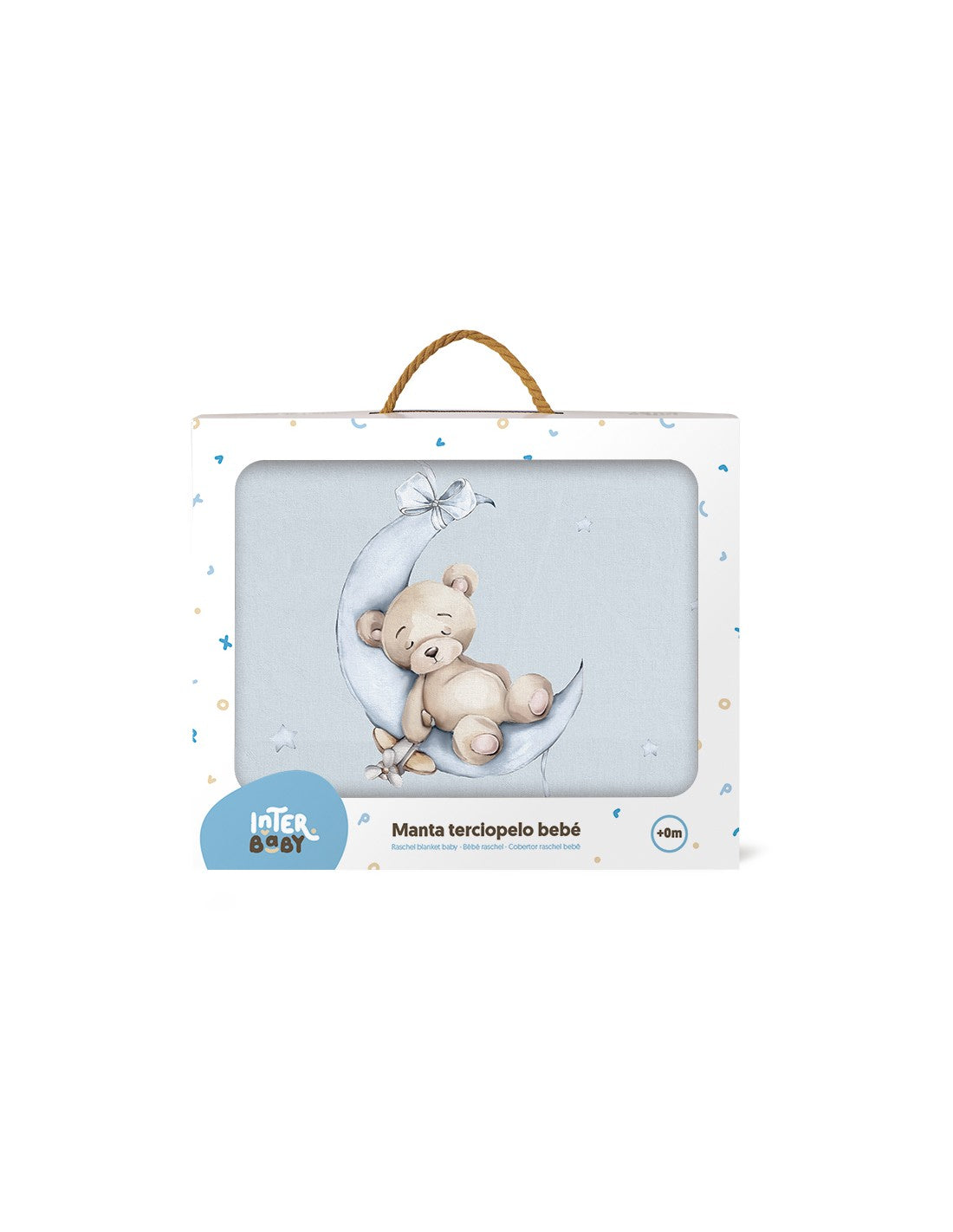 Manta bebé Interbaby Osito Luna Estrellas Azul 110x140 cm