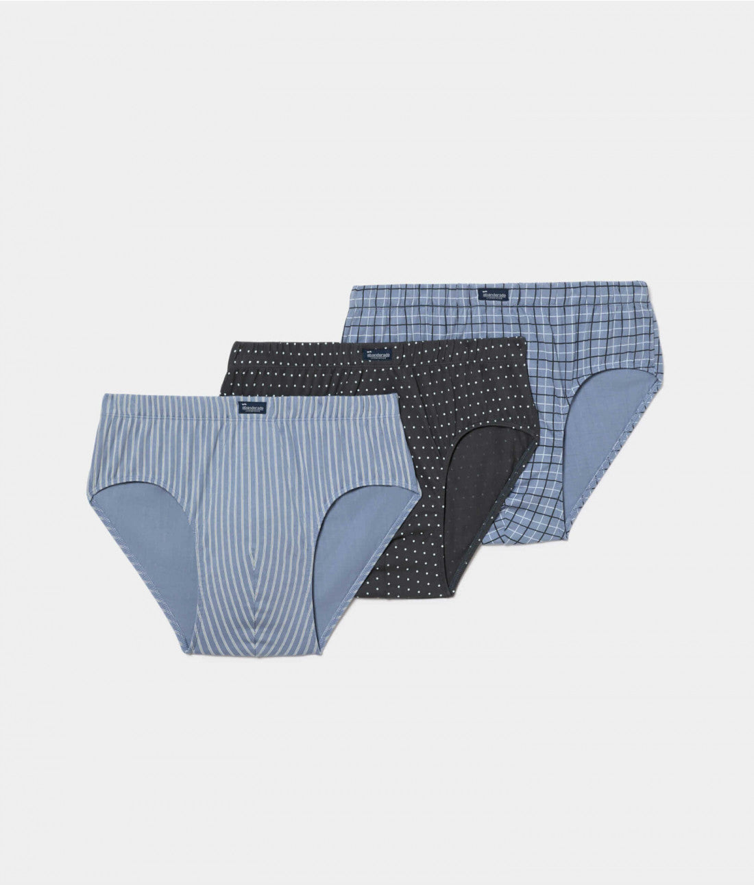 PACK-3 SLIPS SEMICORTOS ALGODON 080 MIX GRIS KAKI