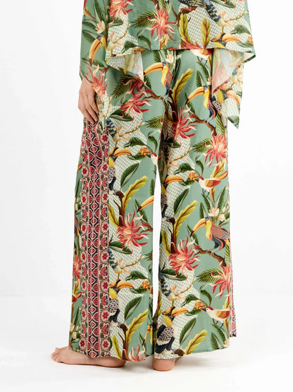 PIJAMA ABIERTO MANGA LARGA MUJER TROPICAL PALAZZO