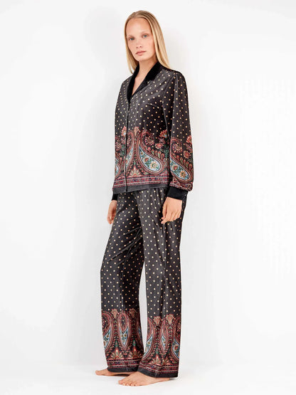 PIJAMA ABIERTO TERCIOPELO MANGA LARGA MUJER EASTERN PRINT