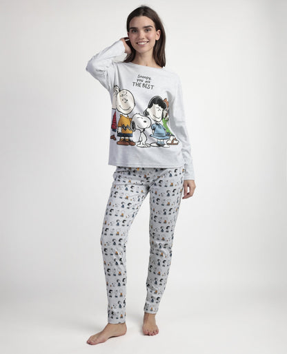 PIJAMA MANGA LARGA MUJER SNOOPY & FRIENDS