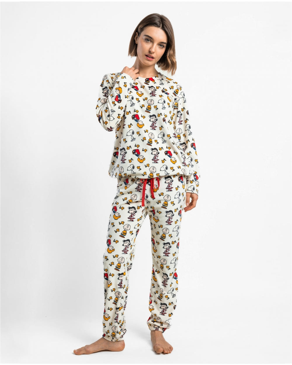 Pijama de mujer Peanuts Velvet Meet Up de terciopelo crudo