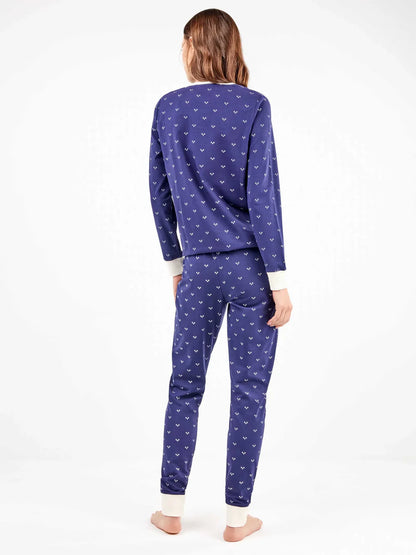 PIJAMA MANGA LARGA MUJER NAVY HEART