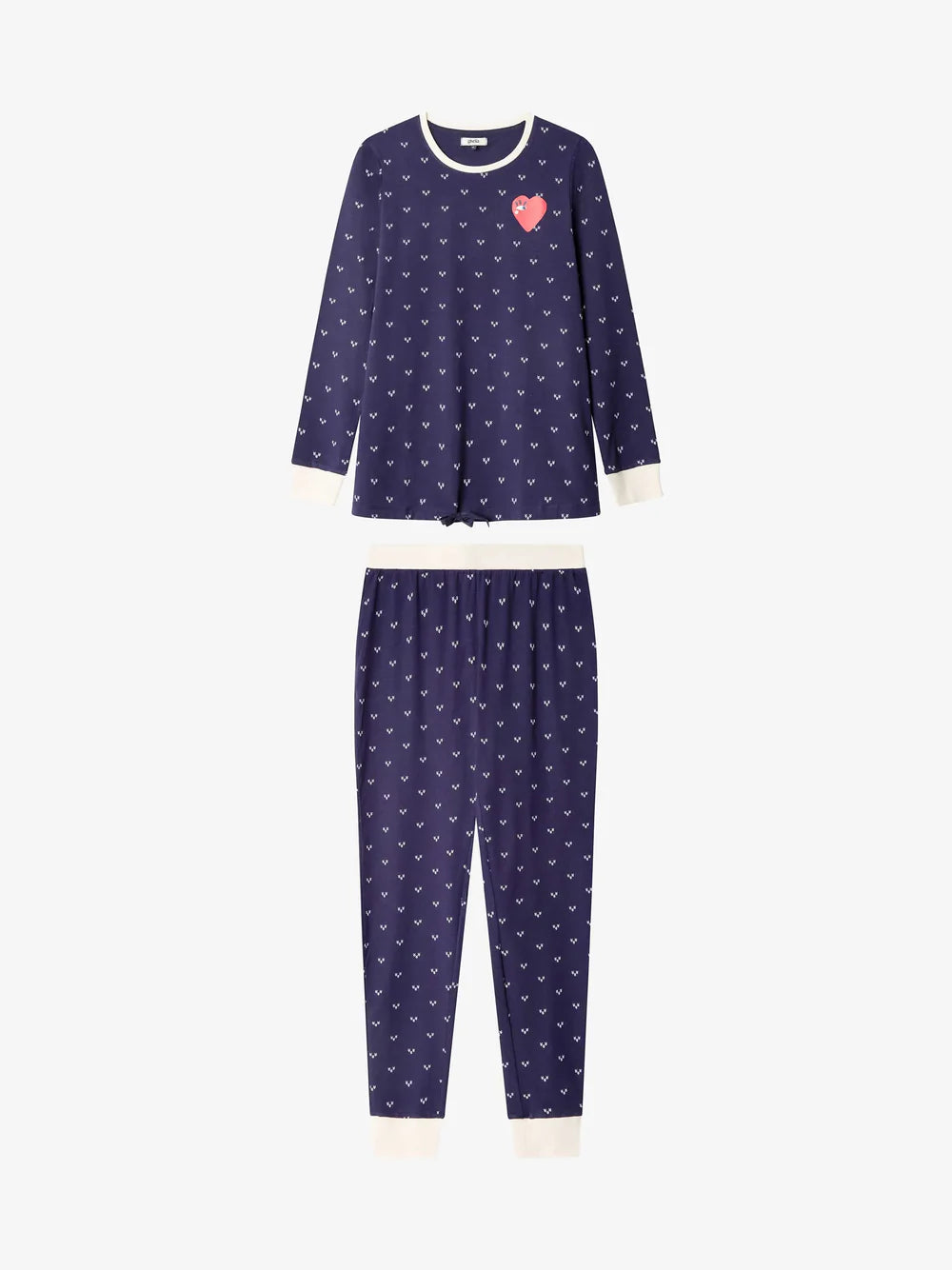 PIJAMA MANGA LARGA MUJER NAVY HEART