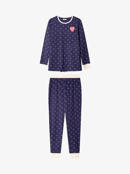 PIJAMA MANGA LARGA MUJER NAVY HEART