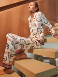 Pijama camisero mujer silky touch con estampado de mariposas