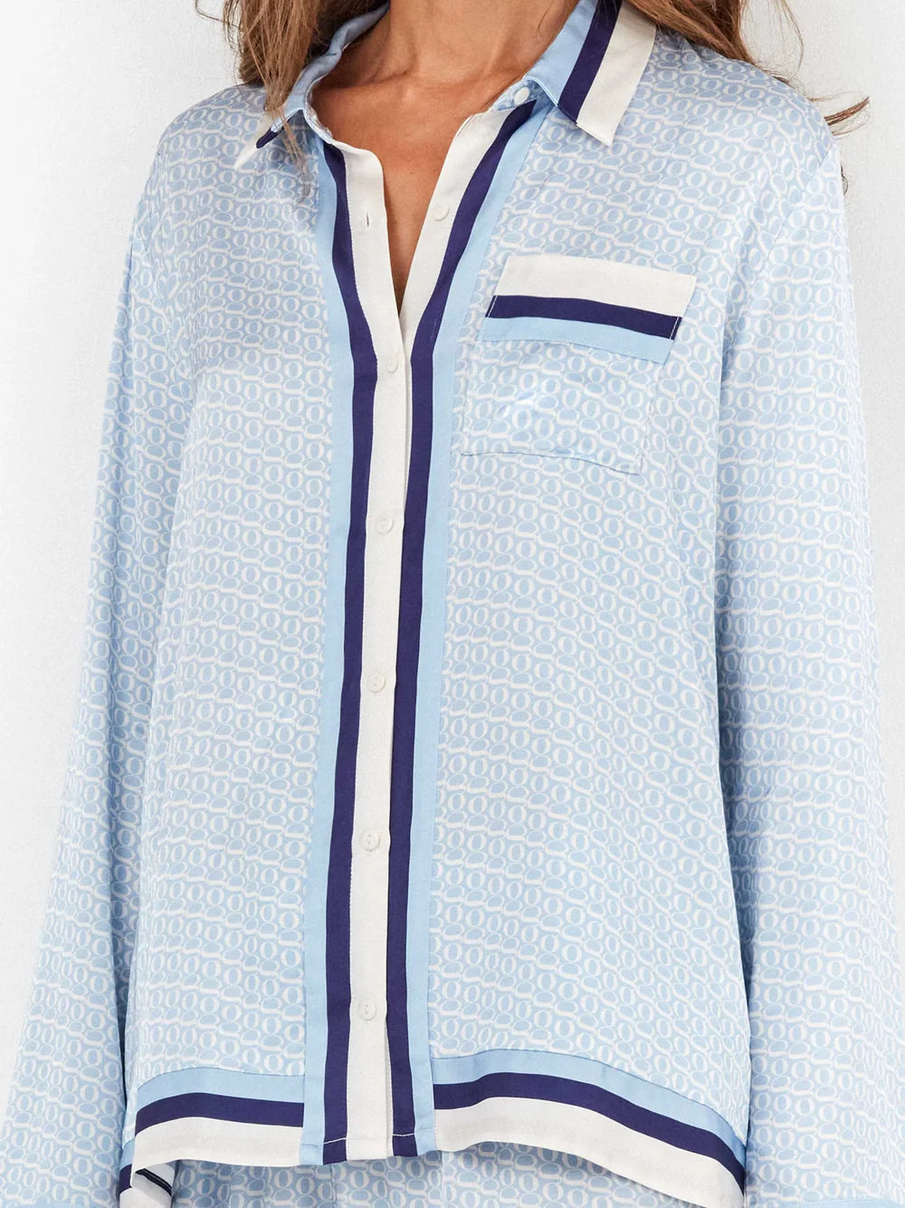 PIJAMA ABIERTO MANGA LARGA MUJER MONOGRAM