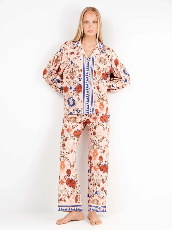 PIJAMA ABIERTO MANGA LARGA MUJER ESTAMPADO ZODIACAL