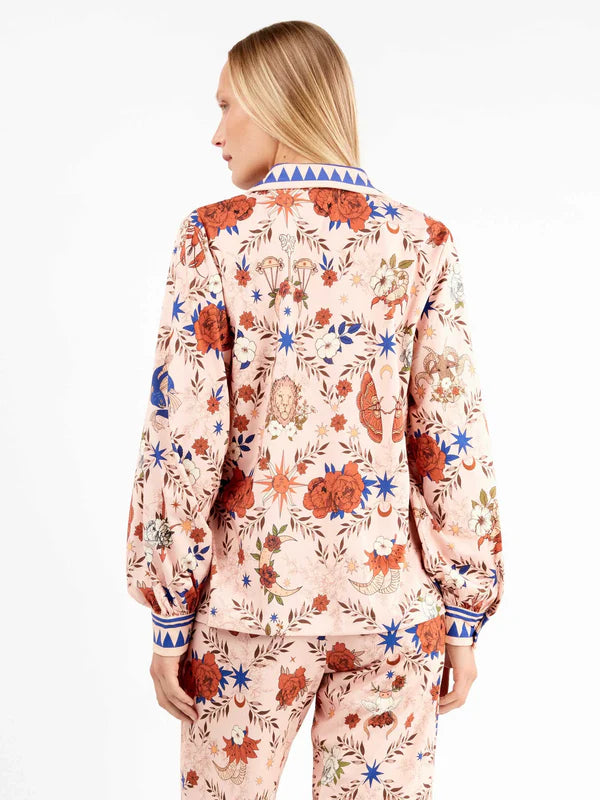 PIJAMA ABIERTO MANGA LARGA MUJER ESTAMPADO ZODIACAL