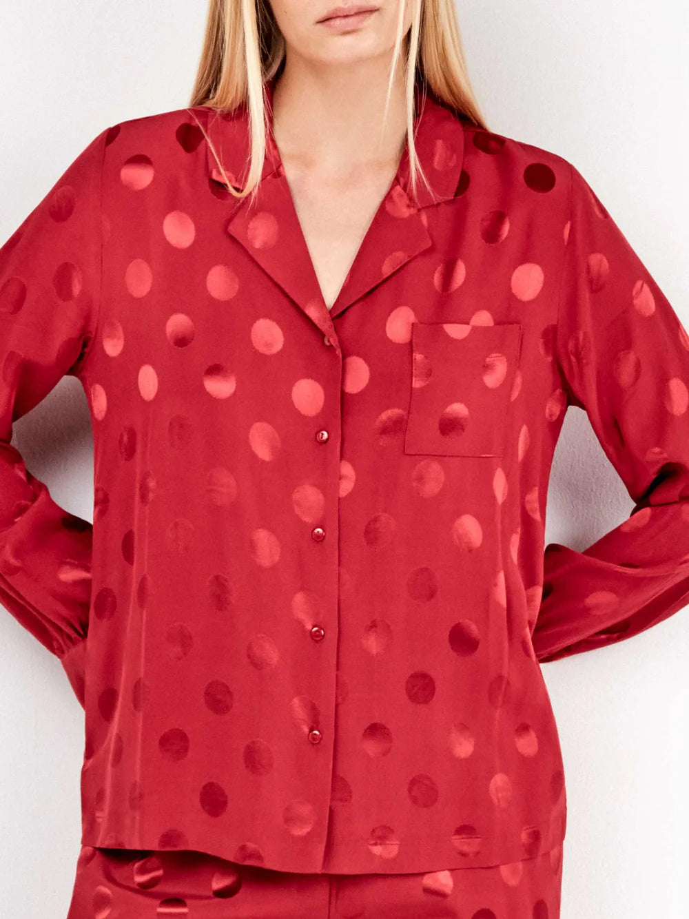 PIJAMA ABIERTO MANGA LARGA SATINADO MUJER TOPITOS
