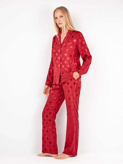 PIJAMA ABIERTO MANGA LARGA SATINADO MUJER TOPITOS