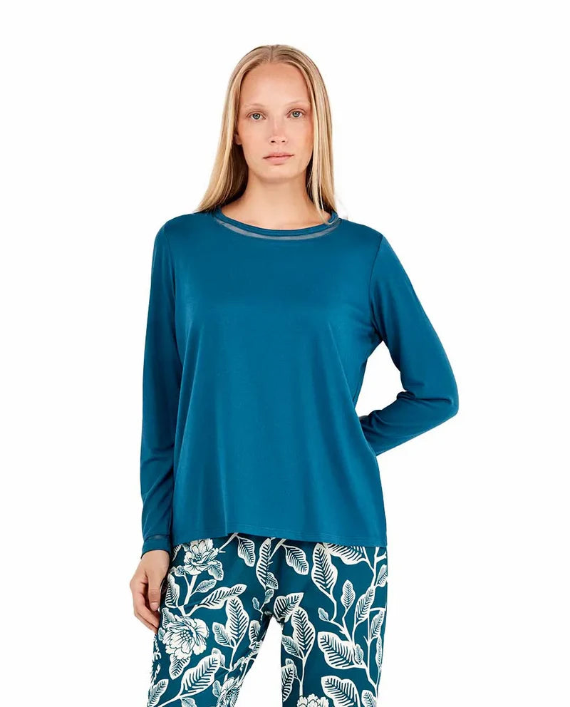 PIJAMA MANGA LARGA MUJER ESTAMPADO FLORAL