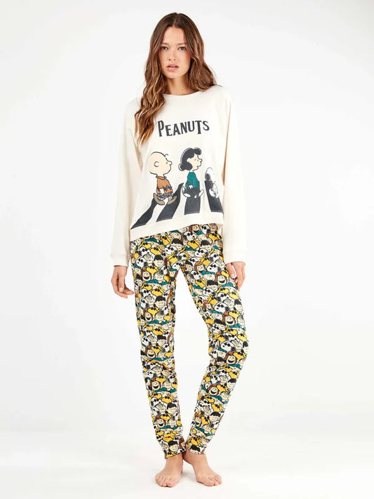 PIJAMA MANGA LARGA MUJER PEANUTS BEATLES
