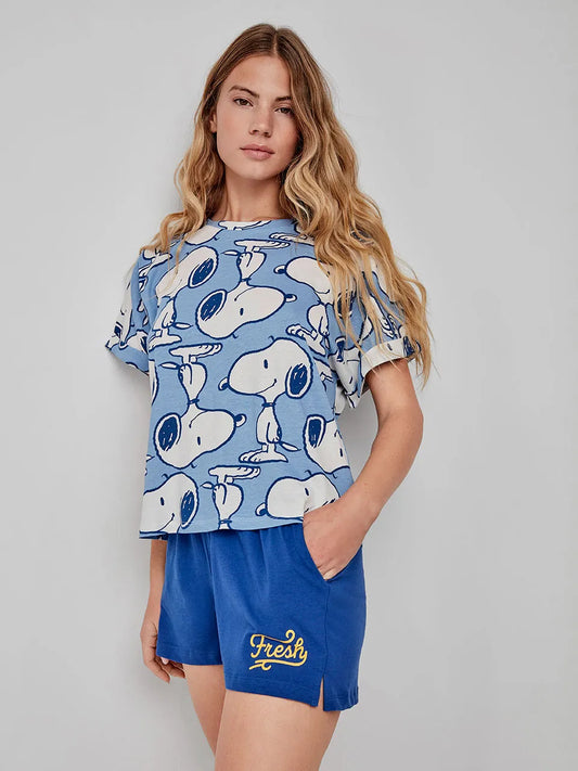 PIJAMA MANGA CORTA SNOOPY PRINT