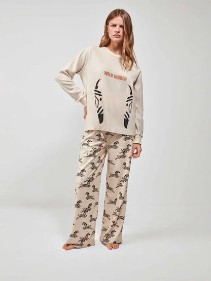 PIJAMA MANGA LARGA MUJER WILD WORLD
