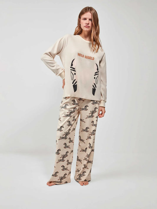PIJAMA MANGA LARGA MUJER WILD WORLD