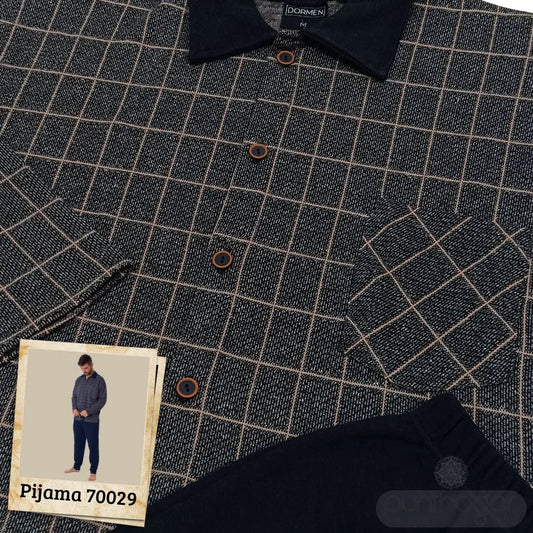 PIJAMA MANGA LARGA HOMBRE CLASICO CON FELPA INTERIOR