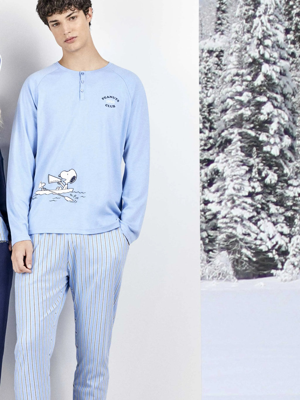 Pijama largo hombre Snoopy de punto interlock