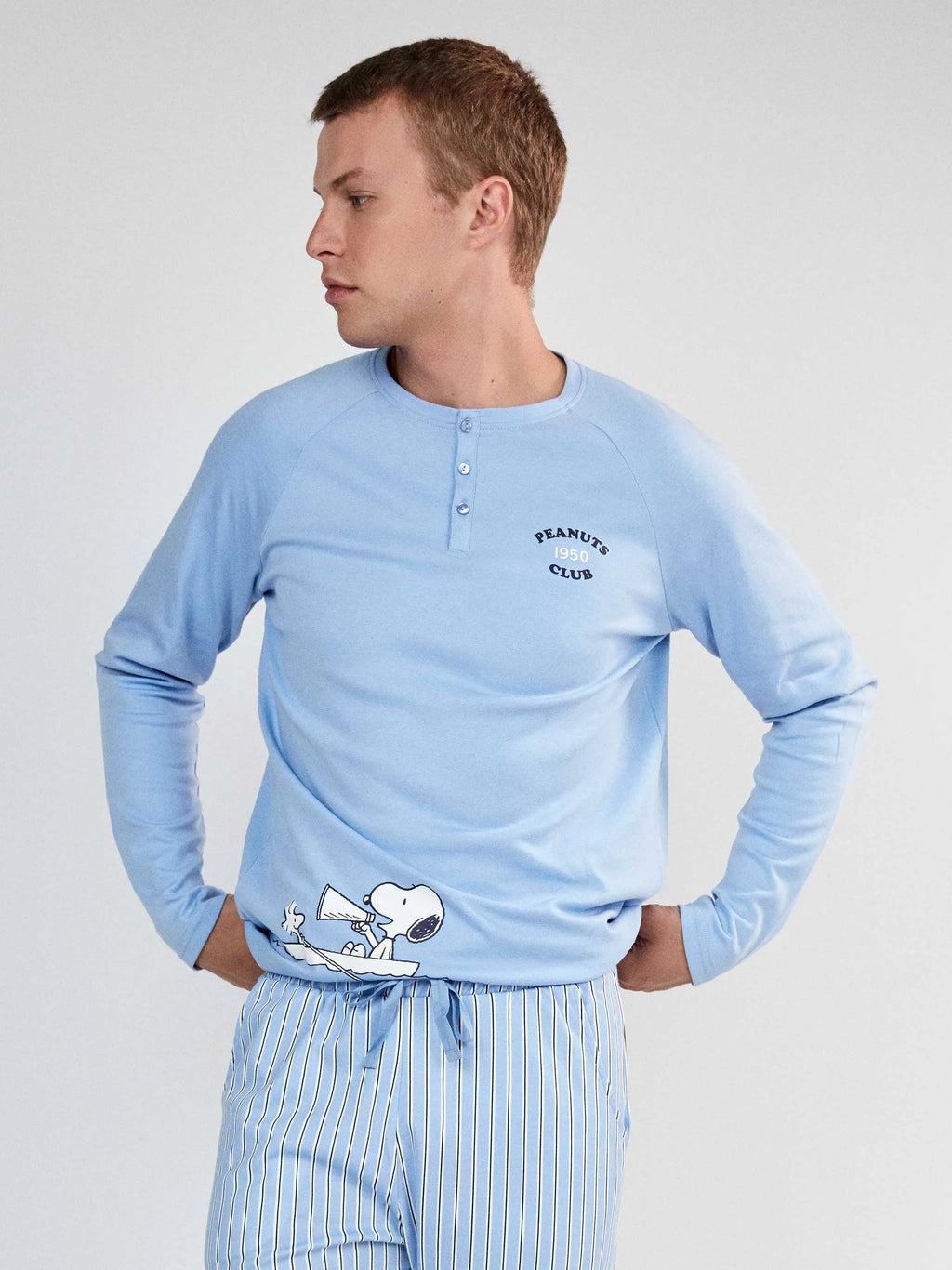 Pijama largo hombre snoopy de punto interlock