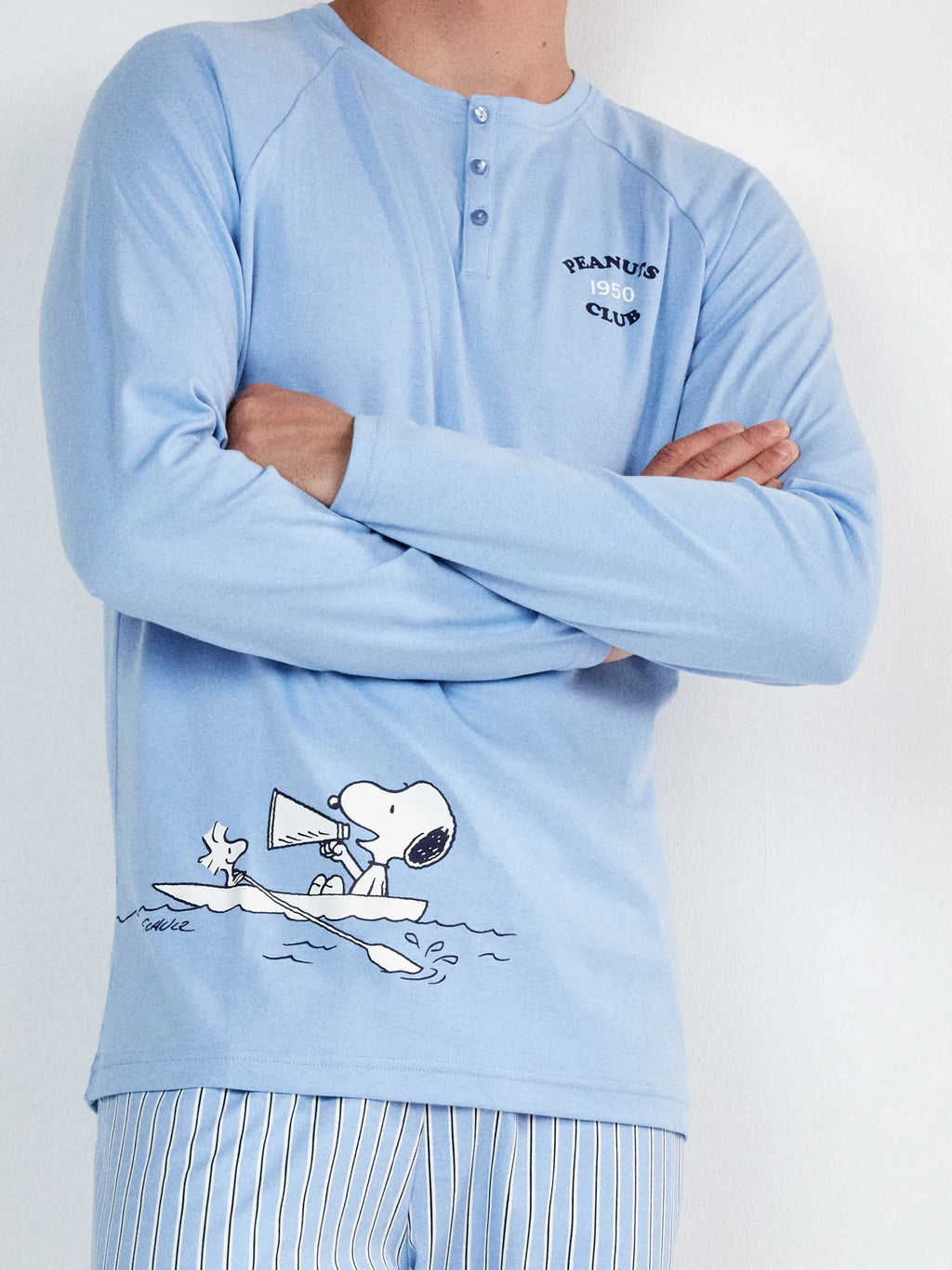 Pijama largo hombre snoopy de punto interlock