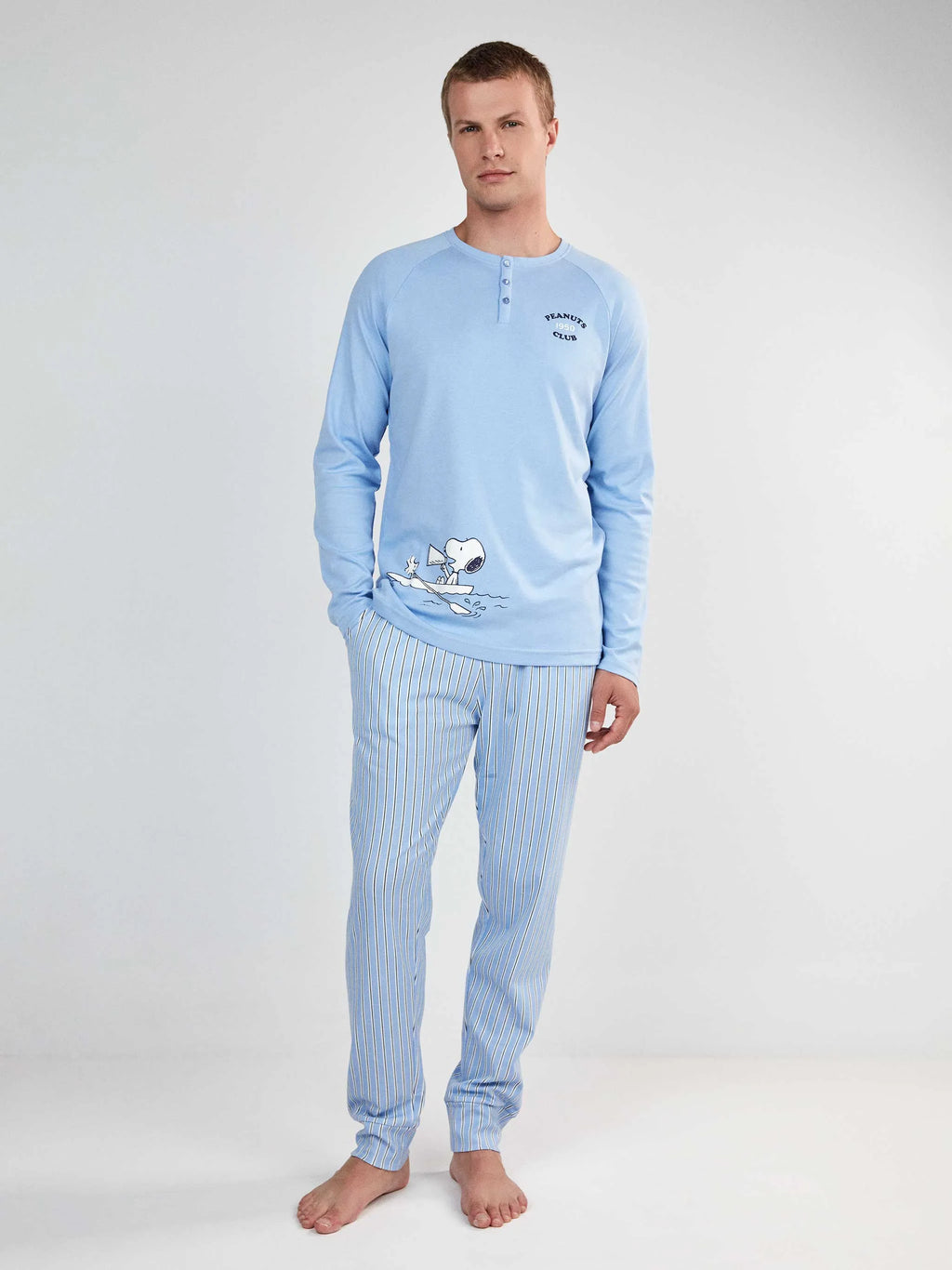 Pijama largo hombre snoopy de punto interlock