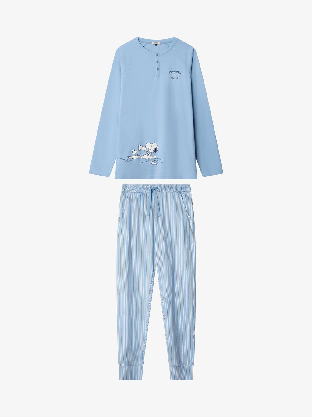 Pijama largo hombre snoopy de punto interlock