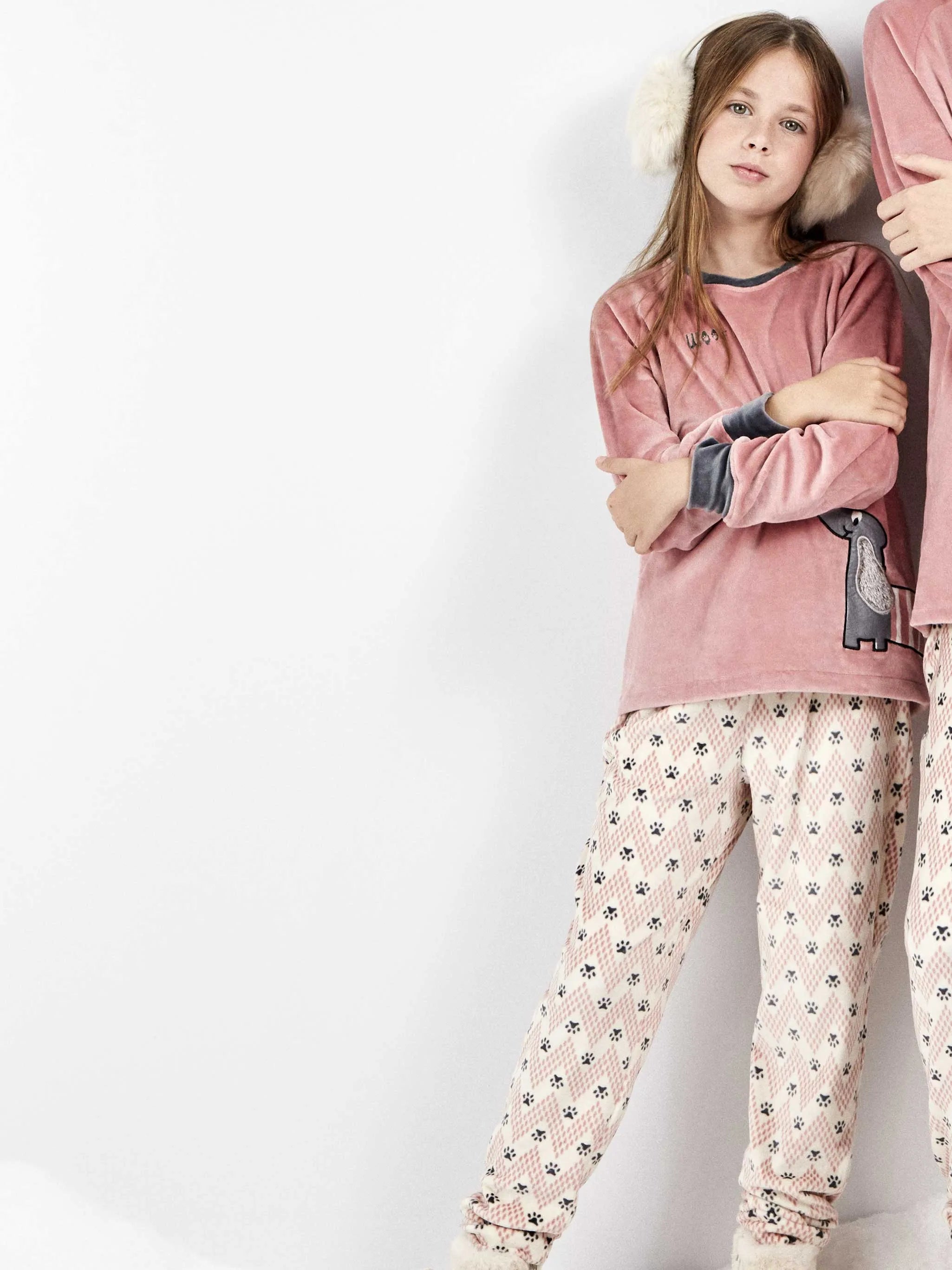 Pijama infantil unisex perrito rosa