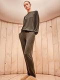Pijama largo de punto con pantalón jogger para mujer