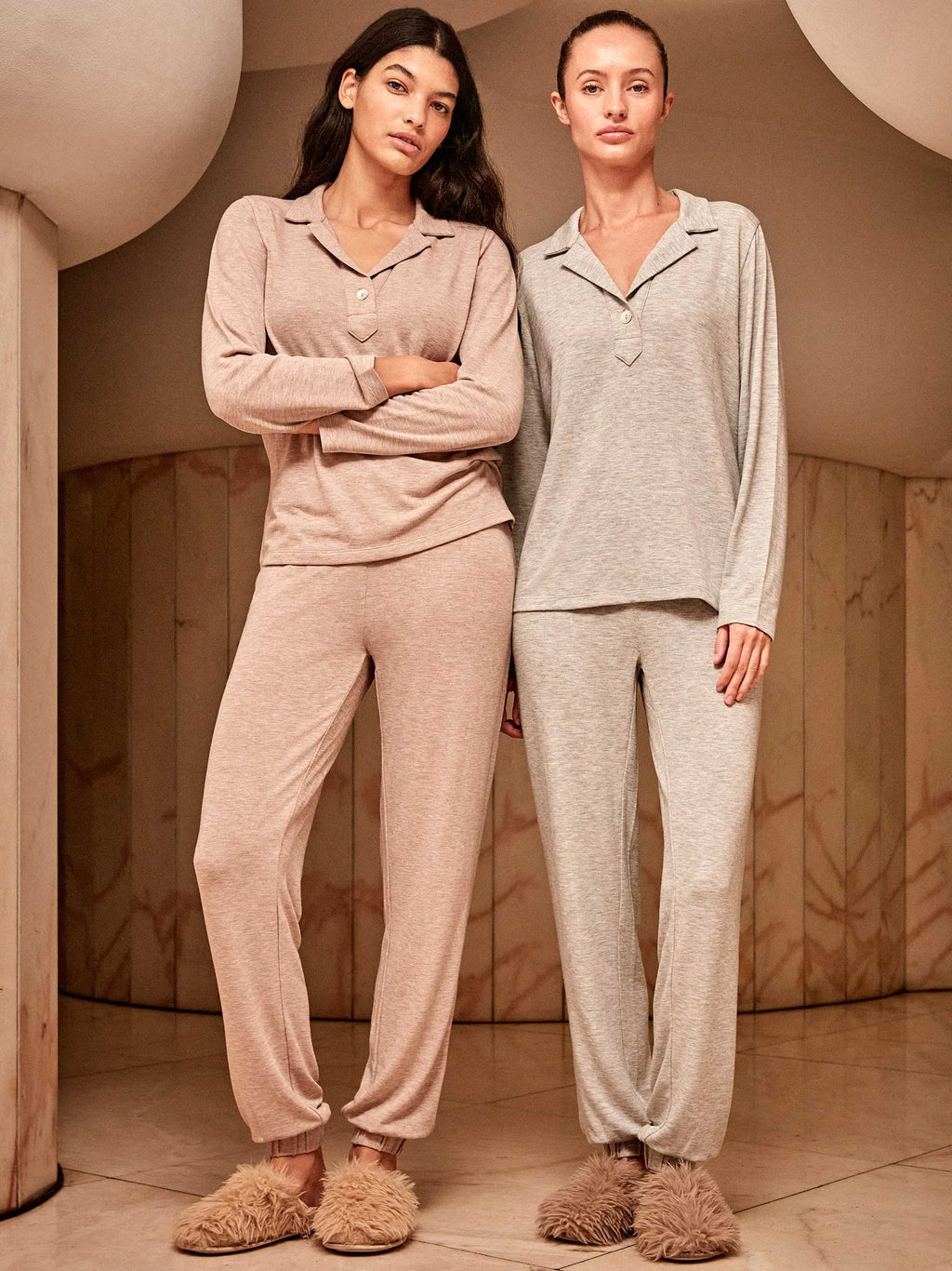 Pijama largo de punto liso mujer