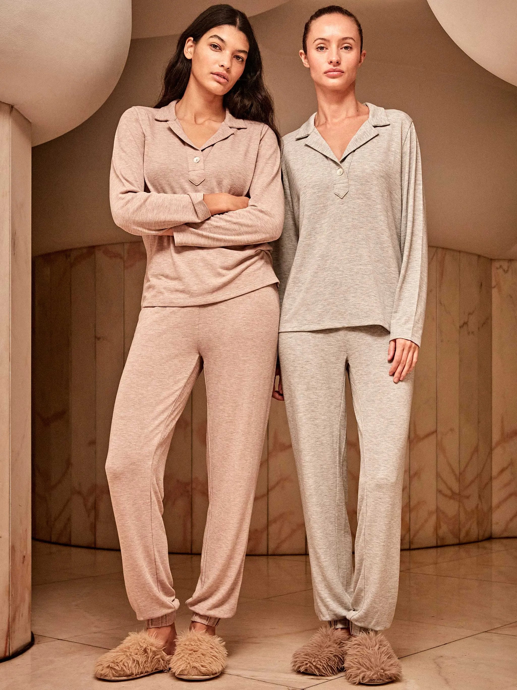 Pijama largo de punto liso mujer