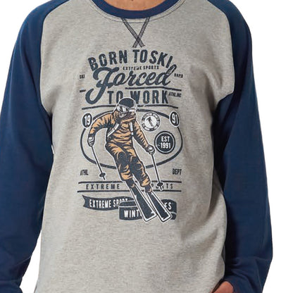 PIJAMA MANGA LARGA HOMBRE TEJIDO AFELPADO FORCED TO WORK