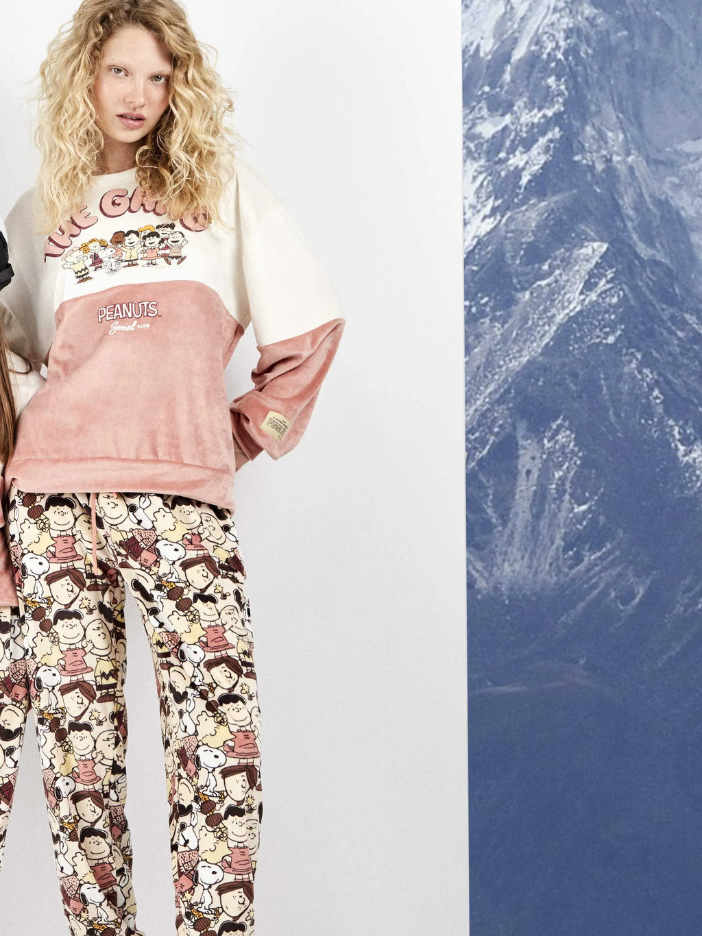 Pijama largo mujer Snoopy en tejido polar elástico