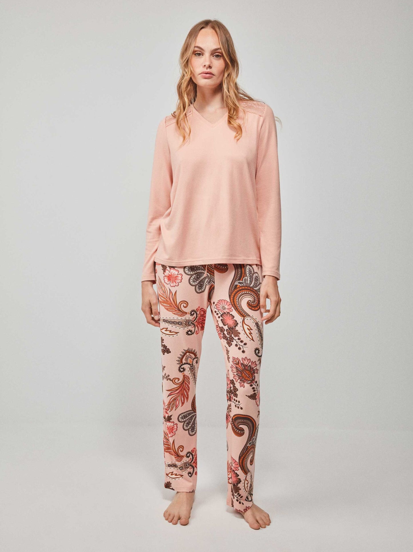 PIJAMA MANGA LARGA MUJER AFRICAN PINK