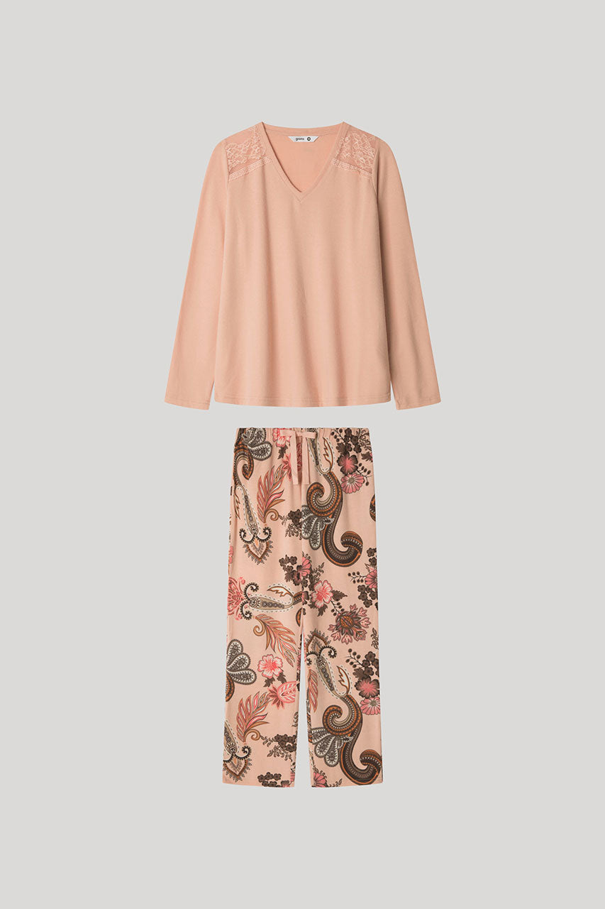 PIJAMA MANGA LARGA MUJER AFRICAN PINK