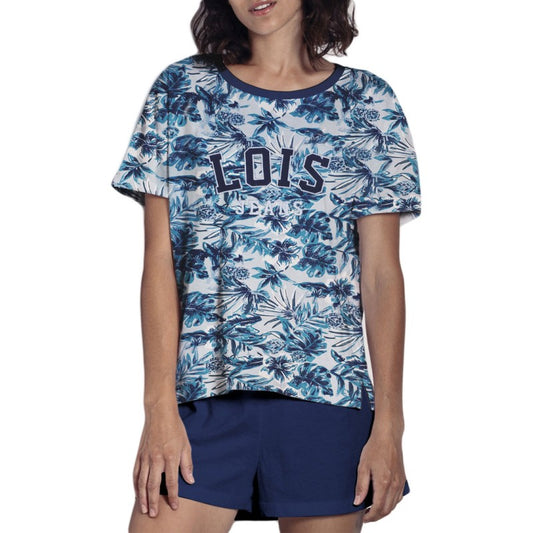 PIJAMA MANGA CORTA AZUL TROPICAL