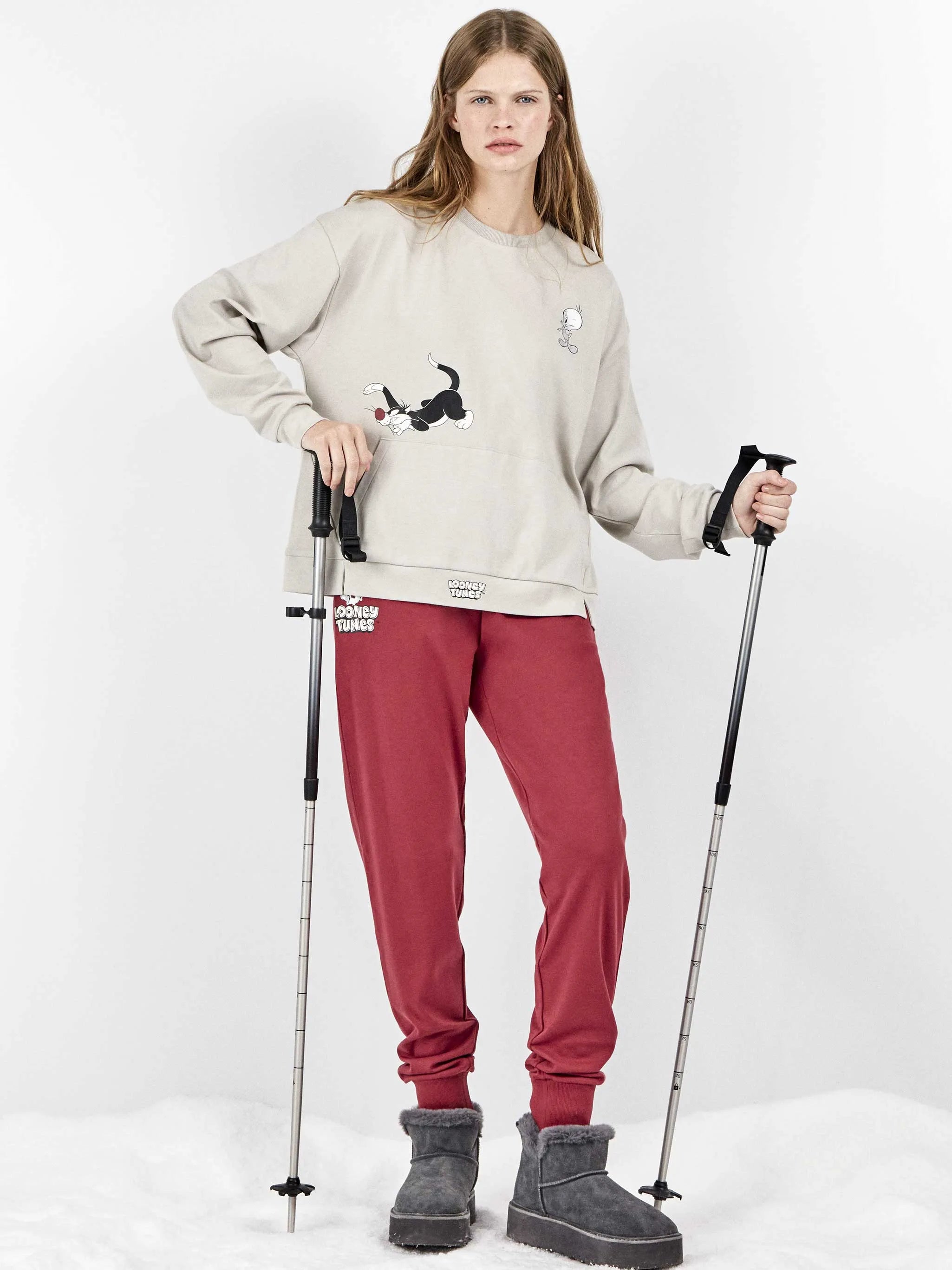 Pijama largo mujer Looney Tunes de punto interlock