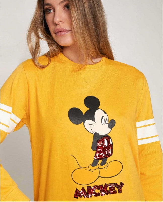 PIJAMA MANGA LARGA MUJER YELLOW MICKEY