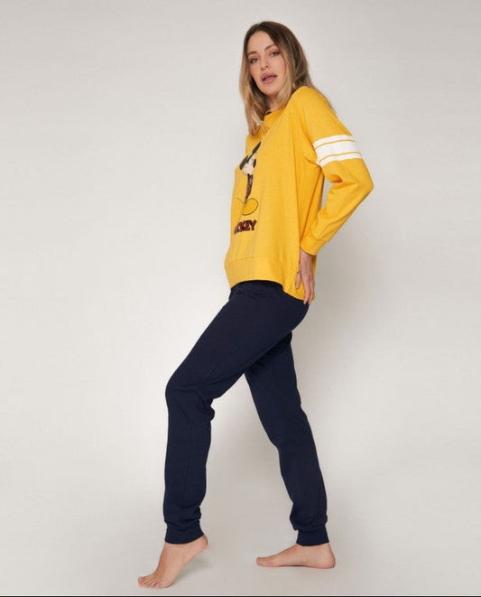 PIJAMA MANGA LARGA MUJER YELLOW MICKEY