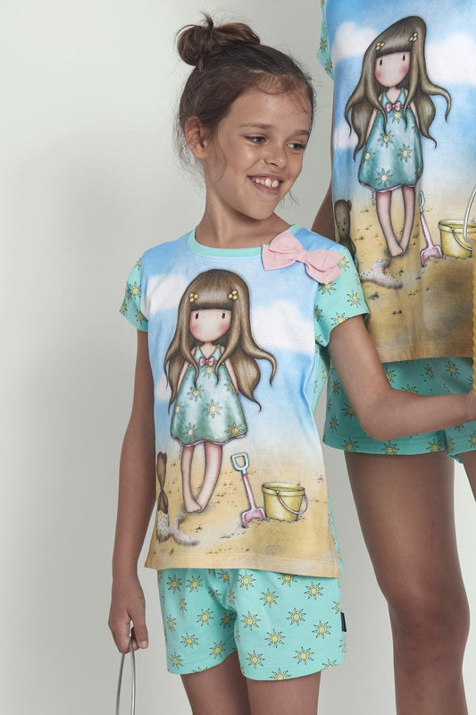 PIJAMA MANGA CORTA CON LACITO SANTORO PLAYA
