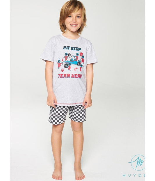 PIJAMA INFANTIL MANGA CORTA NIÑO PIT STOP