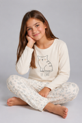Pijama Niña Adolescente Invierno Le Chat 100% Poliéster Crudo