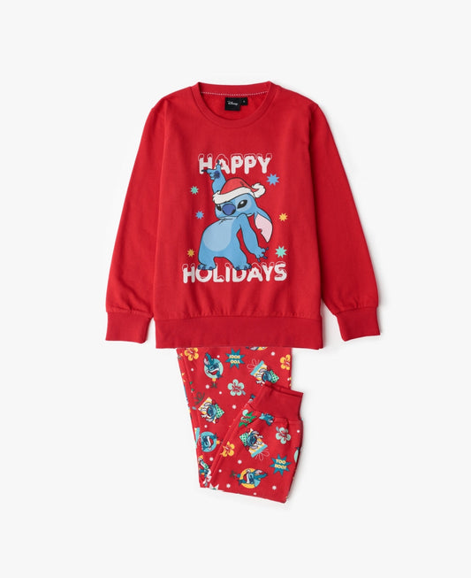 PIJAMA MANGA LARGA NIÑO STITCH HAPPY HOLIDAYS