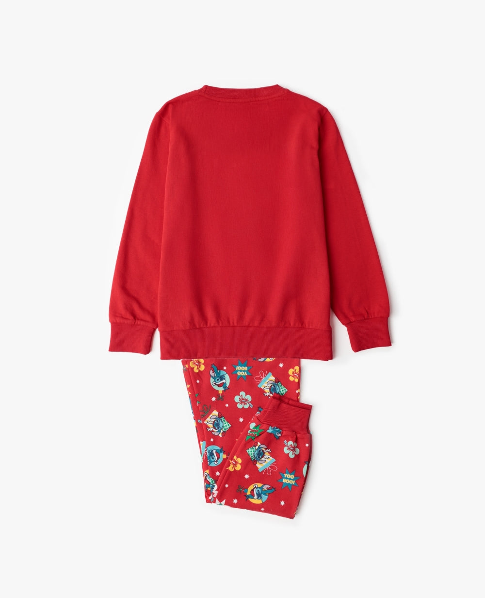 PIJAMA MANGA LARGA NIÑO STITCH HAPPY HOLIDAYS