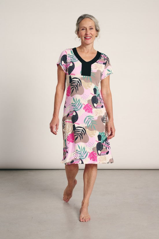VESTIDO ESTAMPADO ALGODON TROPICAL LIFE