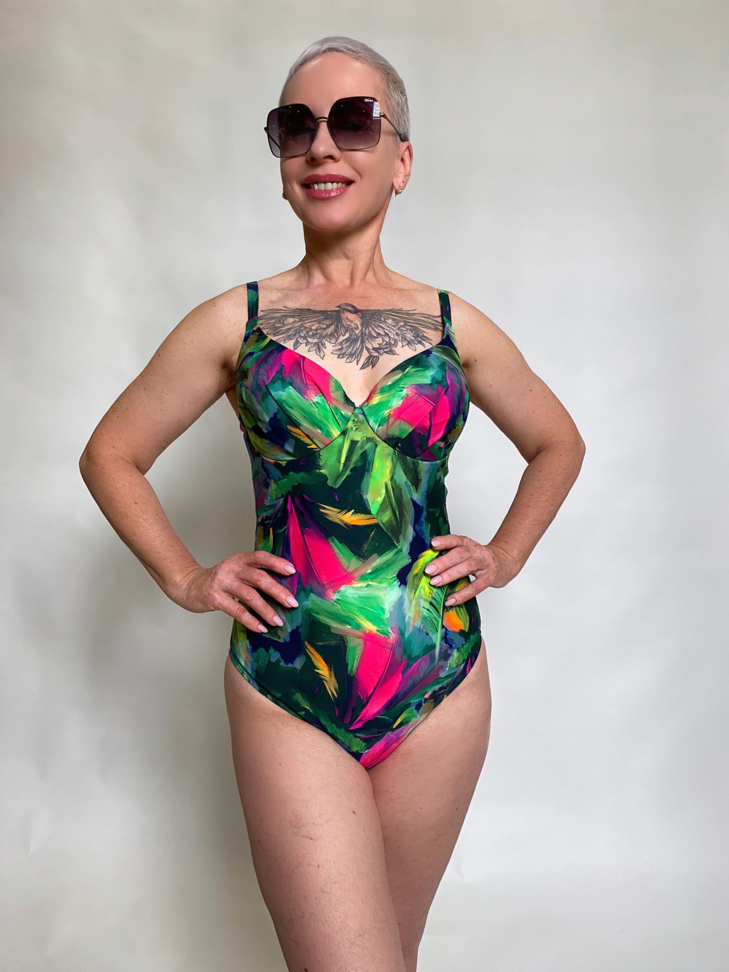 BAÑADOR CON ARO LIENZO TROPICAL