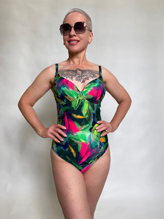 BAÑADOR CON ARO LIENZO TROPICAL