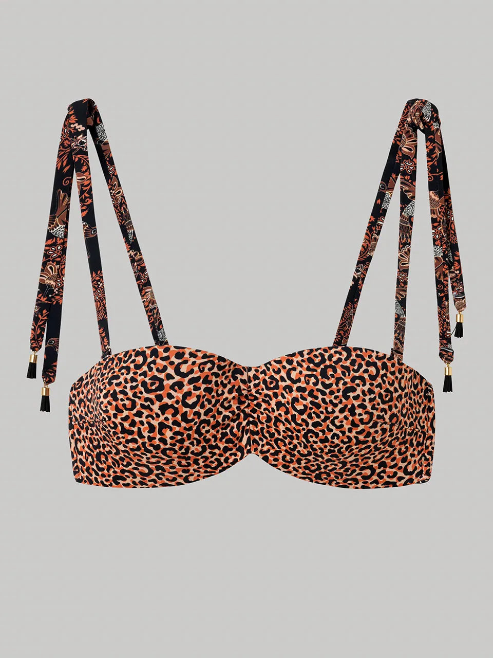 BIKINI BANDEAU ARO BRASILEÑA CORTE V LEOPARDO