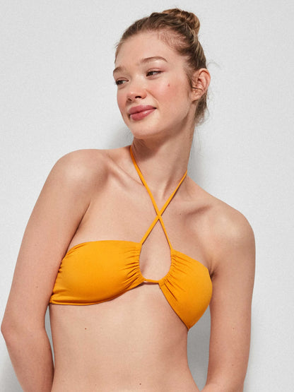 BIKINI BANDEAU FOAM EXTRAIBLE BRASILEÑA MOSTAZA