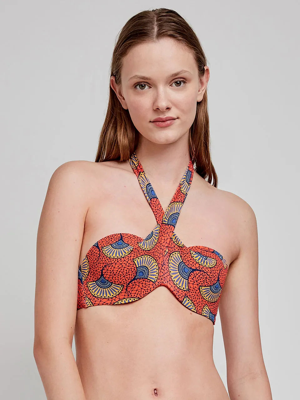 BIKINI MULTIPOSICION ANUDADO AL CUELLO ESTAMPADO TRIBAL